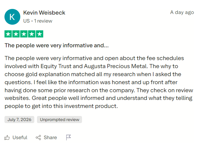 Augusta Precious Metals reviews and complaints by a customer 2
