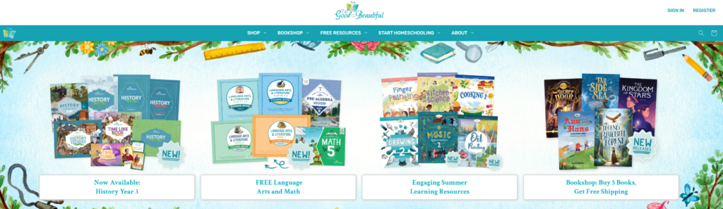 The Good and Beautiful curriculum website
