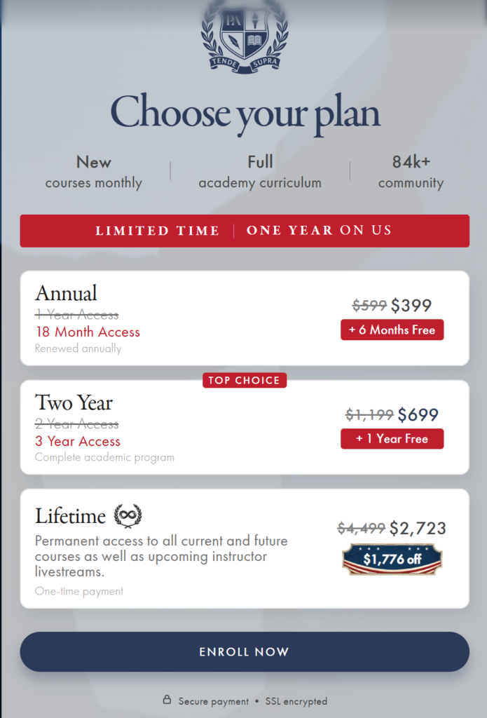 Peterson Academy cost