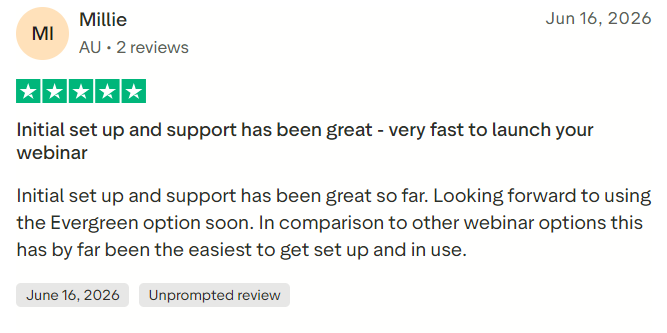 EasyWebinar review by customer