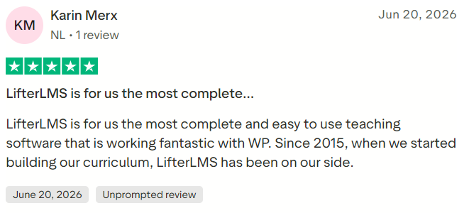 lifterlms review by customer