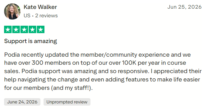 Podia review by Kate