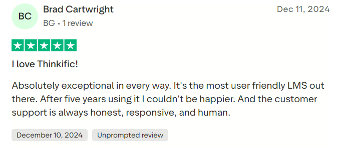 Thinkific reviews on Trustpilot
