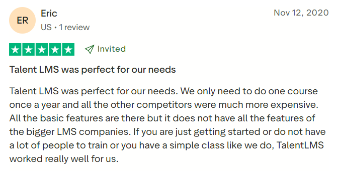 TalentLMS reviews by customer