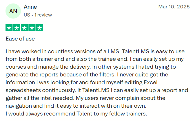 TalentLMS review by customer